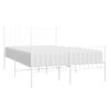 Cama Matrimonial | Cama Para Adultos | Estructura Cama Metal Con Cabecero Y Estribo Blanco 120x190 Cm Cfw462497