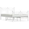 Cama Matrimonial | Cama Para Adultos | Estructura Cama Metal Con Cabecero Y Estribo Blanco 120x190 Cm Cfw118372