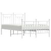 Cama Matrimonial | Cama Para Adultos | Estructura Cama Metal Con Cabecero Y Estribo Blanco 120x190 Cm Cfw118372