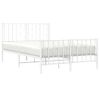 Cama Matrimonial | Cama Para Adultos | Estructura Cama Metal Con Cabecero Y Estribo Blanco 120x190 Cm Cfw953869