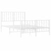 Cama Matrimonial | Cama Para Adultos | Estructura Cama Metal Con Cabecero Y Estribo Blanco 120x190 Cm Cfw953869