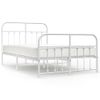 Cama Matrimonial | Cama Para Adultos | Estructura Cama Metal Con Cabecero Y Estribo Blanco 120x190 Cm Cfw985114