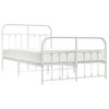 Cama Matrimonial | Cama Para Adultos | Estructura Cama Metal Con Cabecero Y Estribo Blanco 120x190 Cm Cfw985114