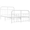 Cama Matrimonial | Cama Para Adultos | Estructura Cama Metal Con Cabecero Y Estribo Blanco 120x190 Cm Cfw985114