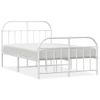 Cama Matrimonial | Cama Para Adultos | Estructura Cama Metal Con Cabecero Y Estribo Blanco 120x190 Cm Cfw111014