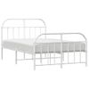 Cama Matrimonial | Cama Para Adultos | Estructura Cama Metal Con Cabecero Y Estribo Blanco 120x190 Cm Cfw111014