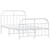 Cama Matrimonial | Cama Para Adultos | Estructura Cama Metal Con Cabecero Y Estribo Blanco 120x190 Cm Cfw111014