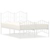 Cama Matrimonial | Cama Para Adultos | Estructura Cama Metal Con Cabecero Y Estribo Blanco 120x190 Cm Cfw251983