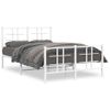 Cama Matrimonial | Cama Para Adultos | Estructura Cama Metal Con Cabecero Y Estribo Blanco 120x190 Cm Cfw536375