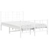 Cama Matrimonial | Cama Para Adultos | Estructura Cama Metal Con Cabecero Y Estribo Blanco 120x190 Cm Cfw536375