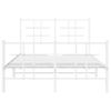 Cama Matrimonial | Cama Para Adultos | Estructura Cama Metal Con Cabecero Y Estribo Blanco 120x190 Cm Cfw536375