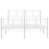 Cama Matrimonial | Cama Para Adultos | Estructura Cama Metal Con Cabecero Y Estribo Blanco 120x190 Cm Cfw869991