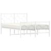 Cama Matrimonial | Cama Para Adultos | Estructura Cama Metal Con Cabecero Y Estribo Blanco 120x190 Cm Cfw47219