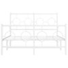 Cama Matrimonial | Cama Para Adultos | Estructura Cama Metal Con Cabecero Y Estribo Blanco 120x190 Cm Cfw47219