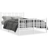 Cama Matrimonial | Cama Para Adultos | Estructura Cama Metal Con Cabecero Y Estribo Blanco 120x190 Cm Cfw661179