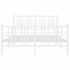 Cama Matrimonial | Cama Para Adultos | Estructura Cama Metal Con Cabecero Y Estribo Blanco 120x190 Cm Cfw661179