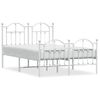 Cama Matrimonial | Cama Para Adultos | Estructura Cama Metal Con Cabecero Y Estribo Blanco 120x200 Cm Cfw626741