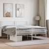 Cama Matrimonial | Cama Para Adultos | Estructura Cama Metal Con Cabecero Y Estribo Blanco 120x200 Cm Cfw562235