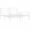 Cama Matrimonial | Cama Para Adultos | Estructura Cama Metal Con Cabecero Y Estribo Blanco 120x200 Cm Cfw562235