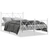 Cama Matrimonial | Cama Para Adultos | Estructura Cama Metal Con Cabecero Y Estribo Blanco 120x200 Cm Cfw11765