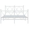 Cama Matrimonial | Cama Para Adultos | Estructura Cama Metal Con Cabecero Y Estribo Blanco 120x200 Cm Cfw11765