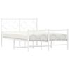 Cama Matrimonial | Cama Para Adultos | Estructura Cama Metal Con Cabecero Y Estribo Blanco 120x200 Cm Cfw58684