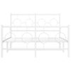 Cama Matrimonial | Cama Para Adultos | Estructura Cama Metal Con Cabecero Y Estribo Blanco 120x200 Cm Cfw58684