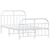 Cama Matrimonial | Cama Para Adultos | Estructura Cama Metal Con Cabecero Y Estribo Blanco 120x200 Cm Cfw915200