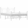 Cama Matrimonial | Cama Para Adultos | Estructura Cama Metal Con Cabecero Y Estribo Blanco 135x190 Cm Cfw364905