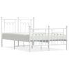 Cama Matrimonial | Cama Para Adultos | Estructura Cama Metal Con Cabecero Y Estribo Blanco 135x190 Cm Cfw546982