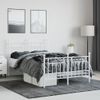 Cama Matrimonial | Cama Para Adultos | Estructura Cama Metal Con Cabecero Y Estribo Blanco 135x190 Cm Cfw546982