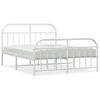 Cama Matrimonial | Cama Para Adultos | Estructura Cama Metal Con Cabecero Y Estribo Blanco 135x190 Cm Cfw838931