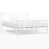 Cama Matrimonial | Cama Para Adultos | Estructura Cama Metal Con Cabecero Y Estribo Blanco 135x190 Cm Cfw956654