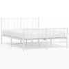 Cama Matrimonial | Cama Para Adultos | Estructura Cama Metal Con Cabecero Y Estribo Blanco 140x200 Cm Cfw829648