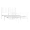 Cama Matrimonial | Cama Para Adultos | Estructura Cama Metal Con Cabecero Y Estribo Blanco 140x200 Cm Cfw611701