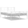 Cama Matrimonial | Cama Para Adultos | Estructura Cama Metal Con Cabecero Y Estribo Blanco 140x200 Cm Cfw951628