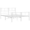 Cama Matrimonial | Cama Para Adultos | Estructura Cama Metal Con Cabecero Y Estribo Blanco 140x200 Cm Cfw951628