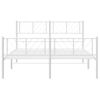 Cama Matrimonial | Cama Para Adultos | Estructura Cama Metal Con Cabecero Y Estribo Blanco 140x200 Cm Cfw951628