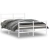 Cama Matrimonial | Cama Para Adultos | Estructura Cama Metal Con Cabecero Y Estribo Blanco 140x200 Cm Cfw641297