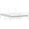 Cama Matrimonial | Cama Para Adultos | Estructura Cama Metal Con Cabecero Y Estribo Blanco 150x200 Cm Cfw648847