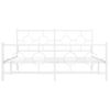 Cama Matrimonial | Cama Para Adultos | Estructura Cama Metal Con Cabecero Y Estribo Blanco 150x200 Cm Cfw10086