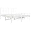 Cama Matrimonial | Cama Para Adultos | Estructura Cama Metal Con Cabecero Y Estribo Blanco 150x200 Cm Cfw711833