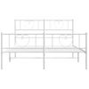 Cama Matrimonial | Cama Para Adultos | Estructura Cama Metal Con Cabecero Y Estribo Blanco 160x200 Cm Cfw141297