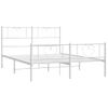 Cama Matrimonial | Cama Para Adultos | Estructura Cama Metal Con Cabecero Y Estribo Blanco 160x200 Cm Cfw141297