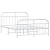 Cama Matrimonial | Cama Para Adultos | Estructura Cama Metal Con Cabecero Y Estribo Blanco 160x200 Cm Cfw176195