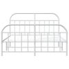 Cama Matrimonial | Cama Para Adultos | Estructura Cama Metal Con Cabecero Y Estribo Blanco 160x200 Cm Cfw176195