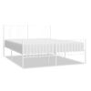 Cama Matrimonial | Cama Para Adultos | Estructura Cama Metal Con Cabecero Y Estribo Blanco 160x200 Cm Cfw512080