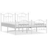 Cama Matrimonial | Cama Para Adultos | Estructura Cama Metal Con Cabecero Y Estribo Blanco 160x200 Cm Cfw971162