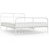 Cama Matrimonial | Cama Para Adultos | Estructura Cama Metal Con Cabecero Y Estribo Blanco 160x200 Cm Cfw285108