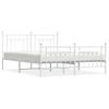 Cama Matrimonial | Cama Para Adultos | Estructura Cama Metal Con Cabecero Y Estribo Blanco 160x200 Cm Cfw657423